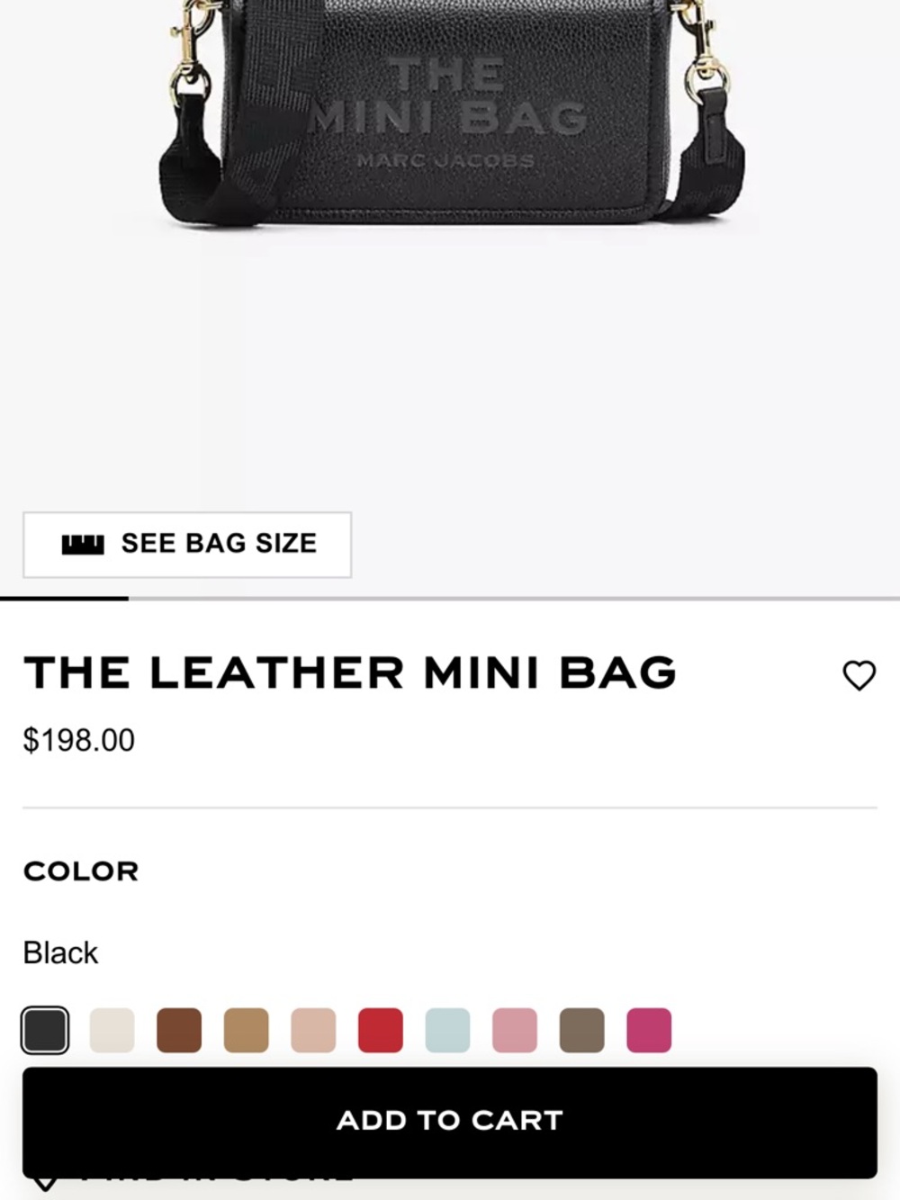 Marc Jacobs Black Leather Mini Messenger Bag